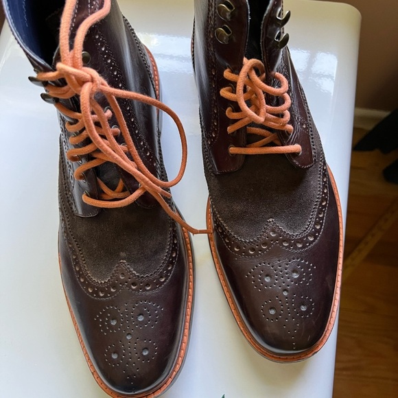 Cole Haan Air Harrison Brown Wingtip Boot Leather Lace up - Picture 6 of 13